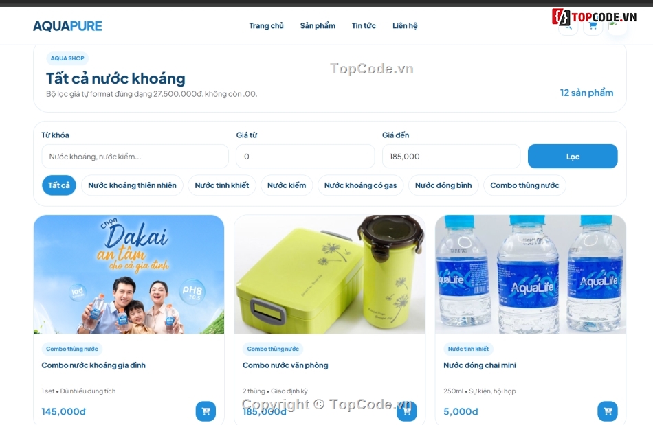 website,website bán nước,web bán nước